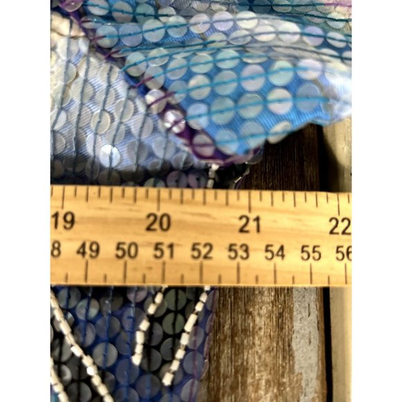 Sandy Starkman blue multicolor sequeined button-front jacket size Large - Picture 9 of 9